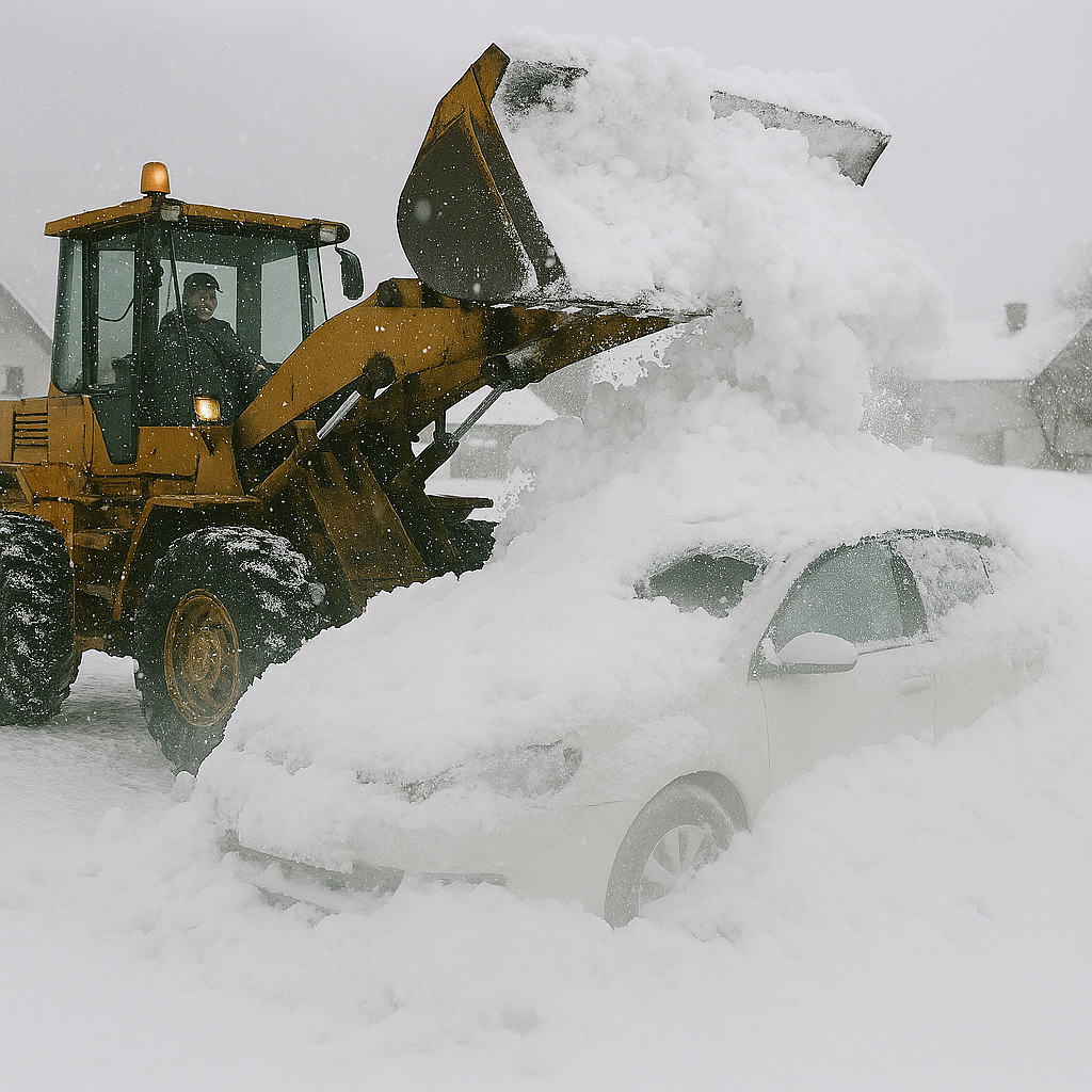 Ilustracja odśnieżającej koparki
