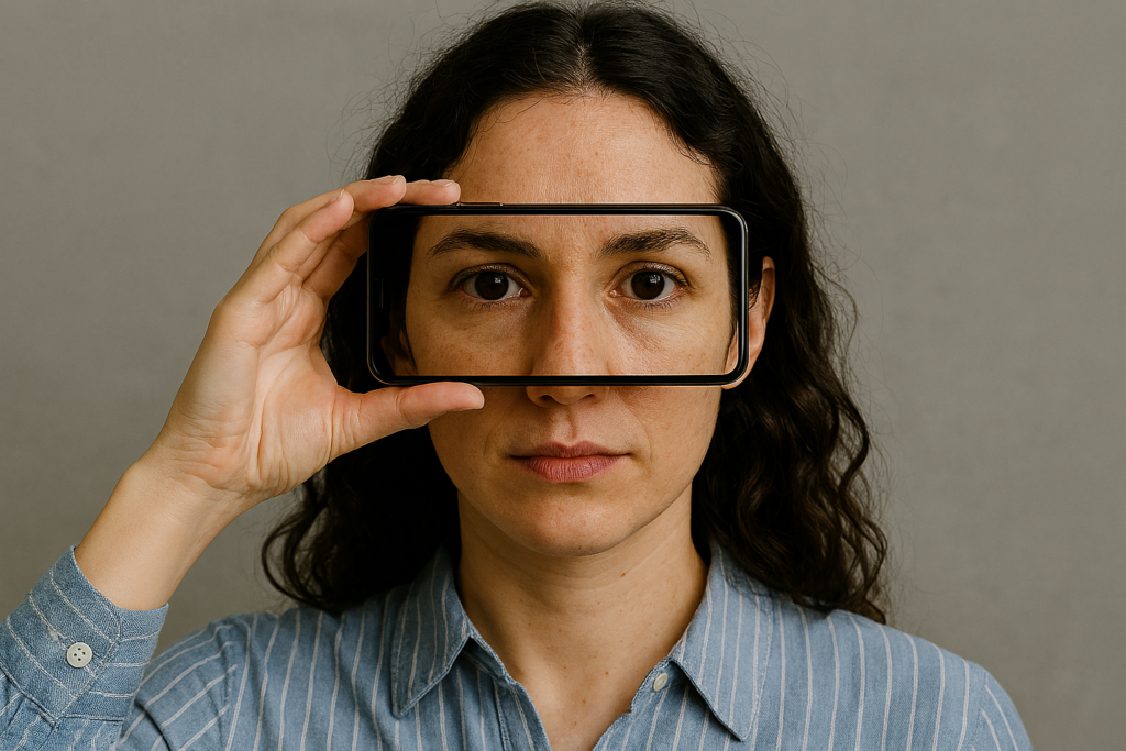 ilustracja kobiety trzymającej telefon